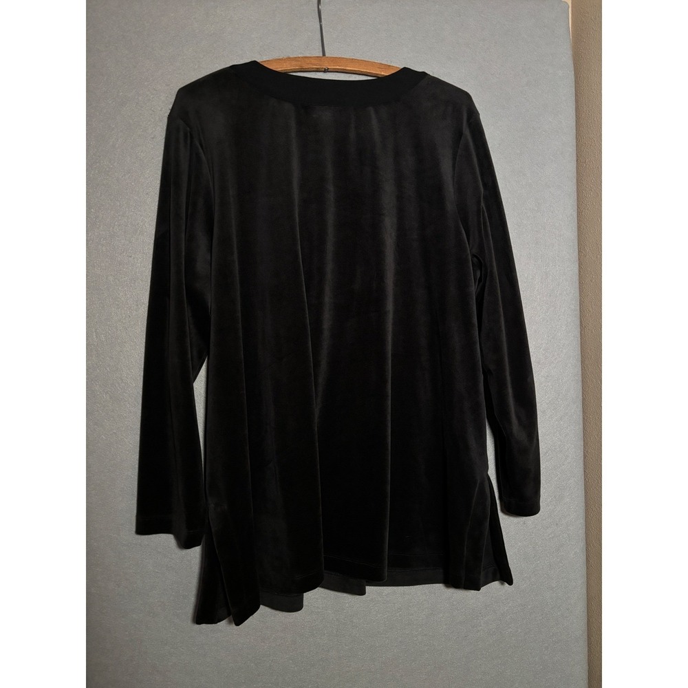 Pure Jill J. Jill Black Velour Split V-Neck Tunic Top Whimsigoth Velvet Fairy - Picture 3 of 7